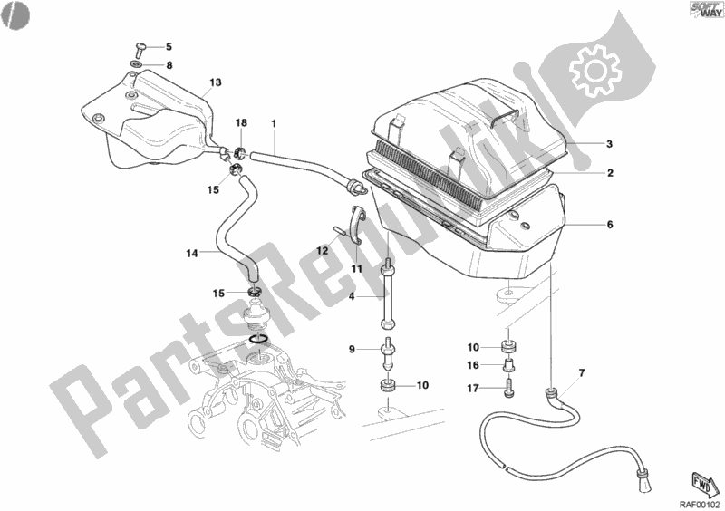 Alle onderdelen voor de Inname van de Ducati Monster S2R 800 Dark USA 2005